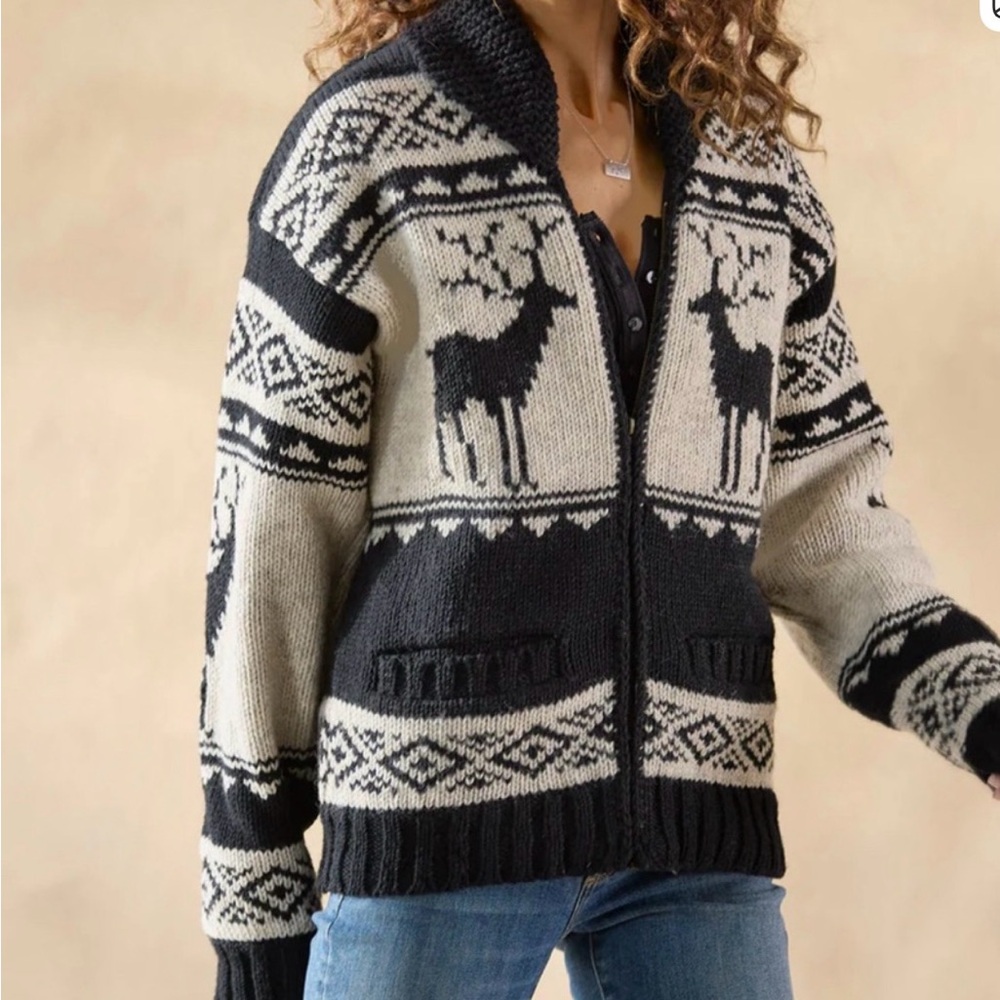 Lost Horizons Woodland Stag Deer Sweater 100% Wool, Fully Fleece Lined - Unisex